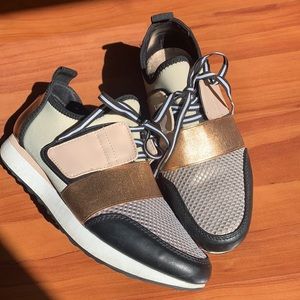 Rose gold and Black slip on Sneakers 9